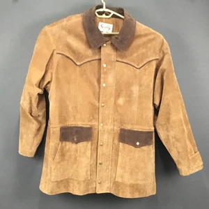 Chaqueta Scully Para Hombres 3XL Marrón Gamuza Cuero Western Bolsillos Frontales a Presión Abrigo Pesado - Imagen 1 de 20