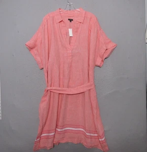 Vestido Talbots Plus 3X Naranja Lino Costero Confort Cinturón Popover Sin Esfuerzo Nuevo con Etiquetas - Imagen 1 de 10