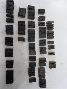 74 Piece Typeset bock Print Set Letters Number Symbols Wooden 1.5” Tall - Picture 1 of 11