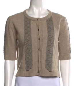 weekend max mara wool cashmere short sleeve cardigan sz m - Picture 1 of 9