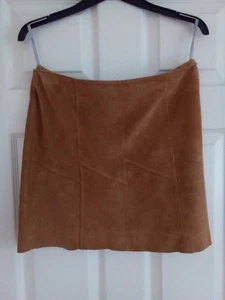 Suede Brown skirt by Oasis lovely lined mini skirt size 12 good condition - Picture 1 of 3