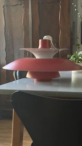Original Vintage PH5 Louis Poulsen Poul Henningsen Lampe Pendel Light 1970s Rot - Bild 1 von 5