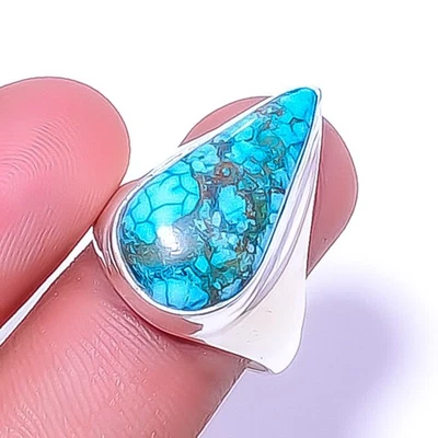 Magnesite Turquoise 925 Sterling Silver Handmade Ring s.9.5 R7827-47 A360 - Image 1 of 4
