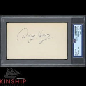 Doug Harvey signed 3x5 Index Card PSA DNA Slab Hockey HOF Auto C5160 - Picture 1 of 1