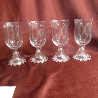 Lote de 4 copas de agua transparentes vintage de vidrio imperial Candlewick - Usadas en excelente estado Foto 1 de 4