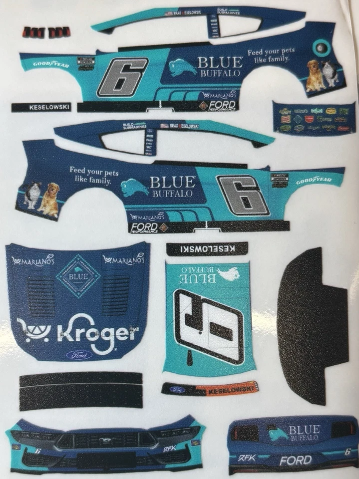 Calcomanías personalizadas 2025 Brad Keselowski #6 Blue Buffalo escala 1/64 NASCAR pelar y pegar Foto 1 de 1