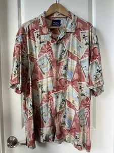 Camicia Tommy Bahama Disney Parks Uomo XL Seta Aloha Hawaiian Topolino Stampa Camp - Foto 1 di 6