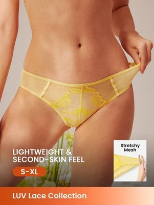 BILLIG24 LUVLETTE Mittelhohe Taille Bestickte Blumen Spitze Unterwäsche Slip bei Billig2