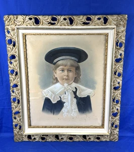C.1890 Colored Pastel Victorian Portrait w/ Original Glass & Beautiful Frame - Picture 1 of 23