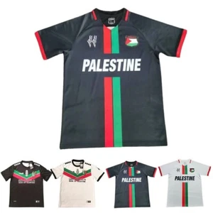 Palestine Home Black Football Shirts 23/24 Men Short Sleeve T-Shirt Tee Blouse<ण - Picture 1 of 17