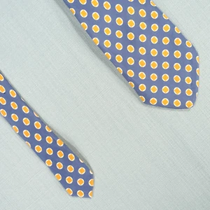 Vintage Turnbull & Asser Tie Mens Blue Yellow Polka Dot Silk UK Handmade Smart - Picture 1 of 18