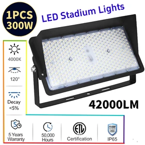 300W LED STADIUM FLOOD LIGHT - 4000K - 1500W Equal - Waterproof -5Years Warranty - Picture 1 of 23