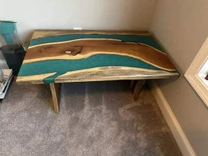 Epoxy Table Top, Resin Coffee Table, Acacia Wooden Countertop , Home Decor - Picture 1 of 7