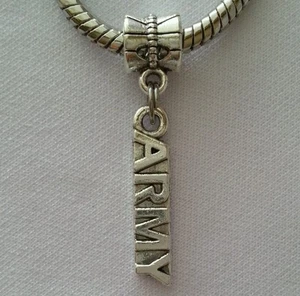 Brazalete Dije Colgante Militar Ejército Plata Para Estilo Europeo - Imagen 1 de 3