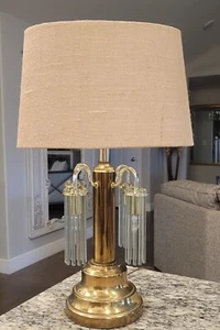 MID CENTURY SCIOLARI PETITE GLASS ROD & BRASS 3 WAY BOUDOIR TABLE LAMP #2 of 2 - Picture 1 of 10
