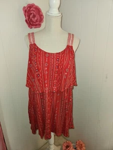 Style & Co Damen Gr. 1X rot/weiß bedruckt Volant ärmellose Bluse Tanktop  - Bild 1 von 18