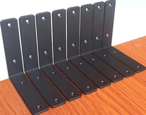 8 Pack - L 6" x H 6" x W1.5" 5mm Thick Black L Shelf Bracket Iron Shelf Brack... - Picture 1 of 8
