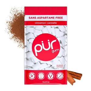 PUR Gum | Aspartame Free Chewing Gum | 100% Xylitol | Natural Cinnamon, 55 Pcs - Picture 1 of 6