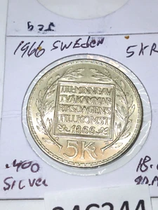 1966 Sweden 5 Kronor Constitution Reform Beautiful Silver Coin! 24C344 bb2 - Picture 1 of 11