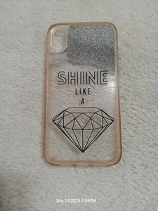 ONN - "Shine Like A Diamond" - iPhone XR Phone Case - Clear With Silver Glitter - Picture 1 of 5