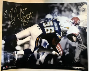 SHAWNE MERRIMAN CHARGERS SIGNED PHOTO 16x20 LIGHTS OUT UDA UPPER DECK (DAMAGED) - Picture 1 of 8