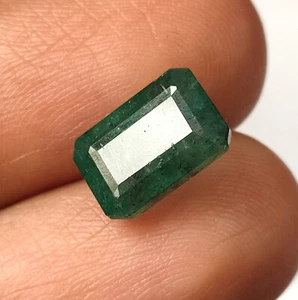 Emerald Cut 3.65 CTS Natural Faceted Zambian Emerald Loose Gemstone 10.8X7.2 mm - Picture 1 of 5