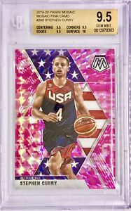 2019-20 Panini Stephen Curry Prizm mosaïque camouflage rose BGS 9,5 Golden State Warrior