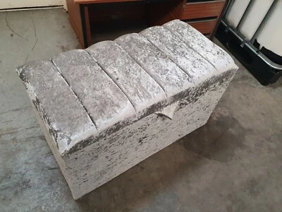 Large Crushed Velvet Fabric Diamonds Ottoman /Storage Blanket Box  - Image 1 of 4