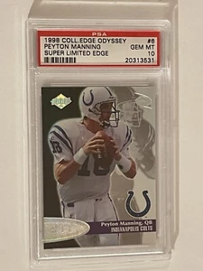 1998 Peyton Manning Coll. Edge Odyssey Super Limited ROOKIE #6 PSA 10 Pop 3 - Picture 1 of 3