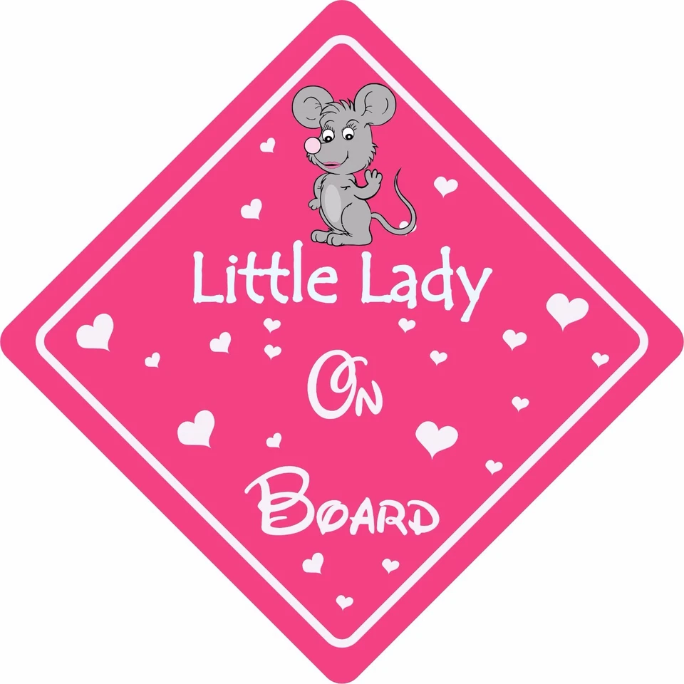 STICKERSHOP 103 LITTLE LADY ON BOARD MOUSE Autoschild Autoaufkleber Baby Kind Kinder Sicherheit Kinder