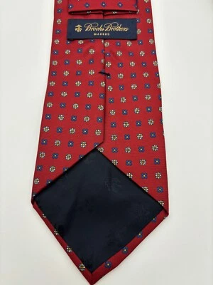Галстук мужской Brooks Brothers ширина 4 дюйма 100% шелк красный цветок геометрический узор США - Изображение 1 из 4