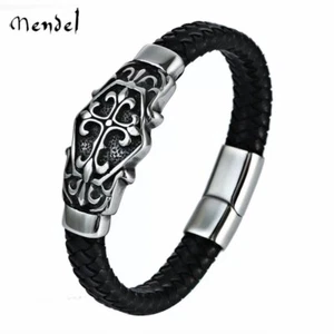 MENDEL Men's Knights Templar Bracelet Masonic Shield Cross Wristband Cuff Bangle - Picture 1 of 5