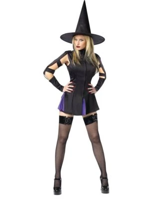 Encuadernación de hechizos - Disfraz de fantasía de bruja de Fun World - Para mujer S/M - Negro, púrpura Foto 1 de 2