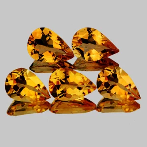 8x5 mm 5 pz Pera AAA Fuoco Madeira Giallo Dorato Citrino Naturale (Impeccabile-VVS) - Foto 1 di 2