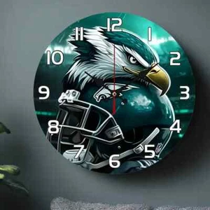 Philadelphia Eagles wall clock 2D  SILENT MOVEMENT DESIGN - Picture 1 of 2