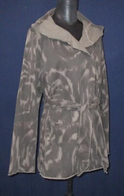 Chaqueta cárdigan con capucha con cinturón estampado marrón XL Lucky Brand para mujer Foto 1 de 4