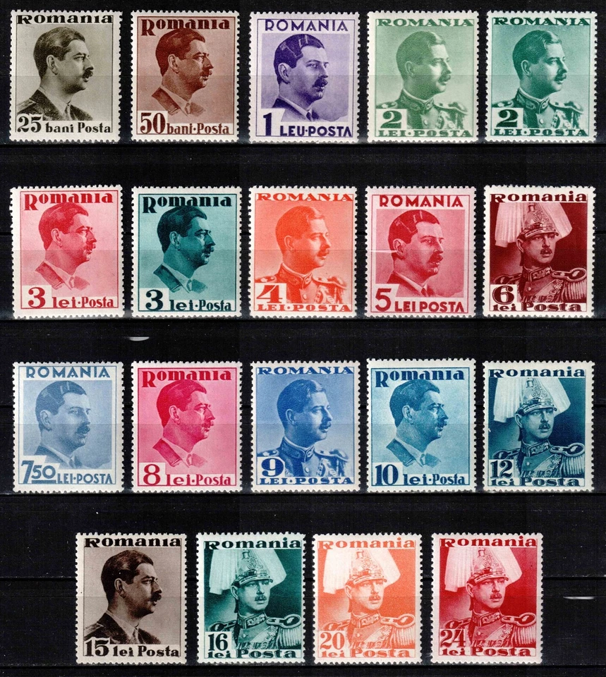 Romênia 1935-1940, Mi#489-507, Sc#446-460, King Carol II com "POSTA", MNH! - Imagem 1 de 1