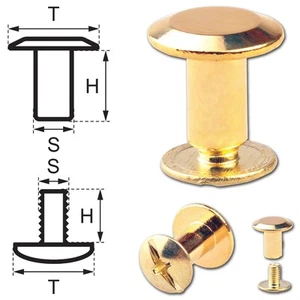 25 Schraubnieten Gürtelschrauben Buchschrauben messing-glänzend goldfarben 7MM - Bild 1 von 3