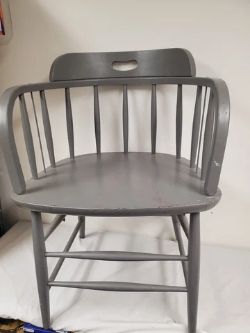 Vintage Wood Spindle  Low Back Arm Chair Windsor Colonial Cover