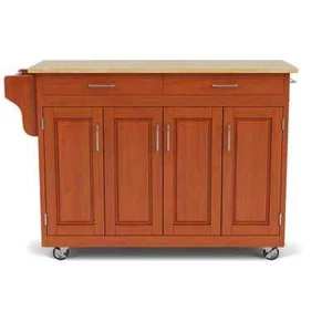 Create-a-Cart Warm Oak Kitchen Cart with Natural Wood Top - Picture 1 of 8