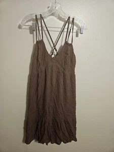SO Goods For Life Juniors Drifter Brown Beaded Sleeveless Mini Dress Size Large - Picture 1 of 7
