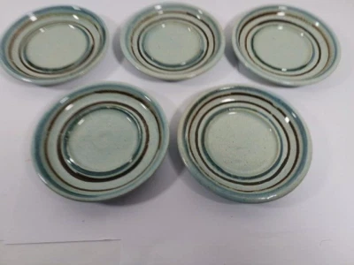 ARCH Pottery St Ives. Blue Glaze  Set Of 5x Saucer 12cm  Diameter ID1231 B19 - Image 1 of 4