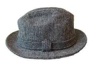 Vintage Stetson Grey Wool Felt Tweed Fedora Hat Men Size 7 3/8 - Picture 1 of 8