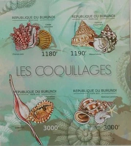 Shells Marine Life Burundi 2012 m/s Sc.1210 montado sin montar o nunca montado #bur12610a IMPERF - Imagen 1 de 1