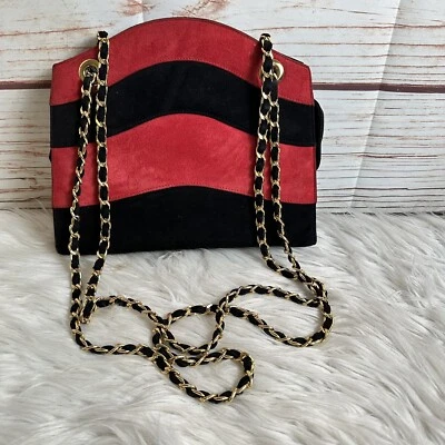 Bruno Magli Bolso Monedero Vintage Rojo y Negro con Correa de Cadena Foto 1 de 4