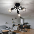 Vintage Decken Lampe schwarz Wohn Zimmer Beleuchtung K&#228;fig Spot Rondell Leuchte
