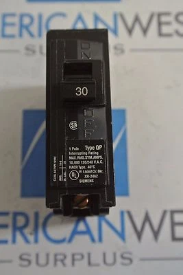 Siemens Q130  30 AMP 1 Pole 120/240 VAC Circuit Breaker Used LOT OF 4 - Image 1 of 4