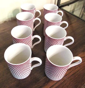 Juego de 8 tazas de té de café Haldon Group Devonshire * celosía roja * MCM/XXIX - Imagen 1 de 11