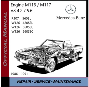 Mercedes M116 M117 V8 Service Werkstatthandbuch R107 560SL 420 560 SEL W126 CD - Bild 1 von 1