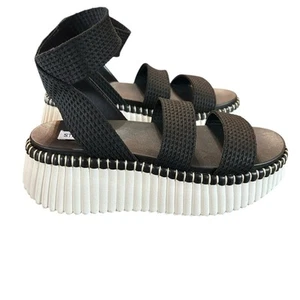 Steve Madden Shelle Strappy Sporty Black Platform Wedge Sandals NEW 7.5 - Picture 1 of 9